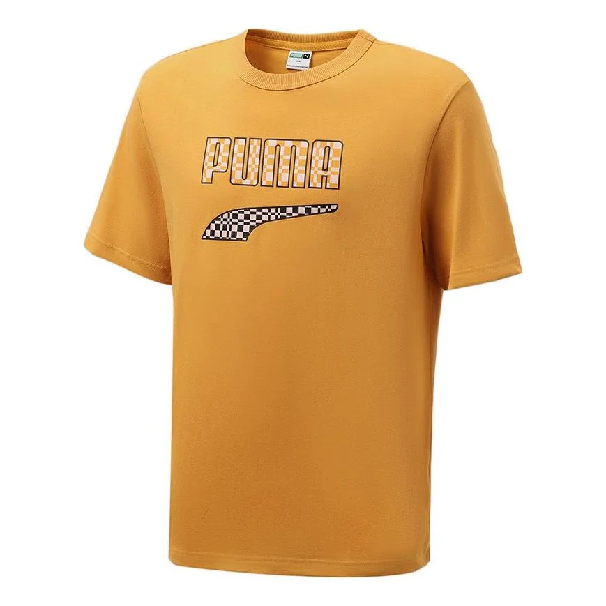 PUMA Logo Printing Sport Round NeckShort Sleeve Men's Orange 533042-37 - 1
