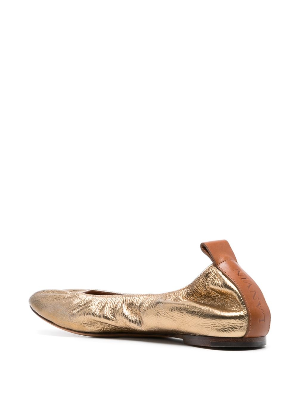 metallic leather ballerina shoes - 3