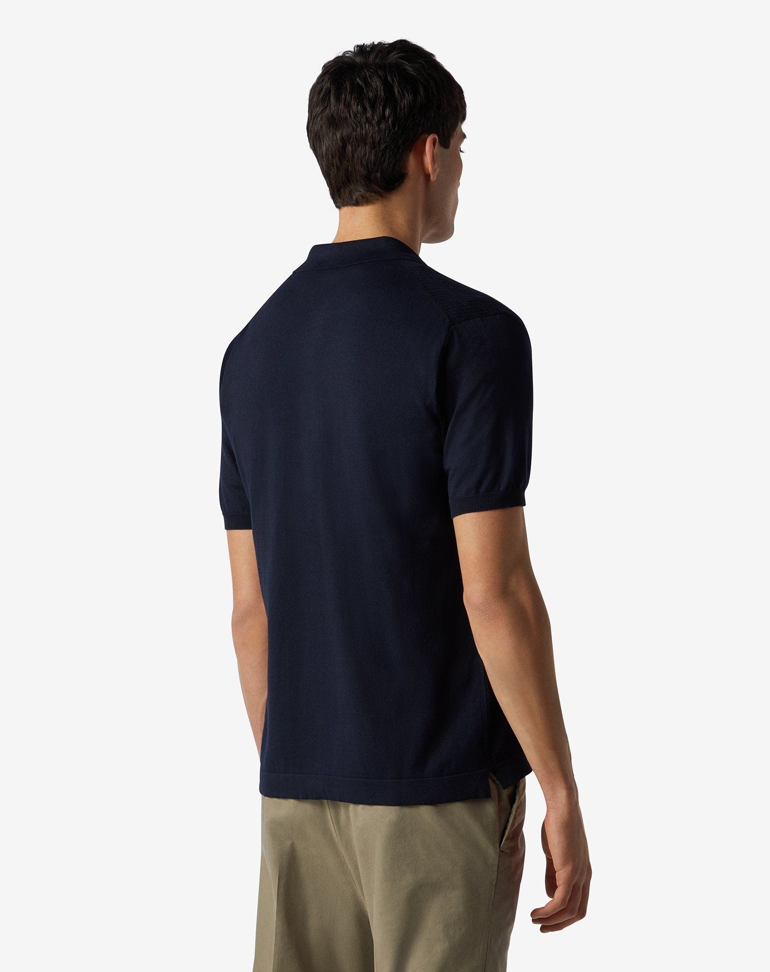 Navy blue knitted Pima cotton shirt - 4