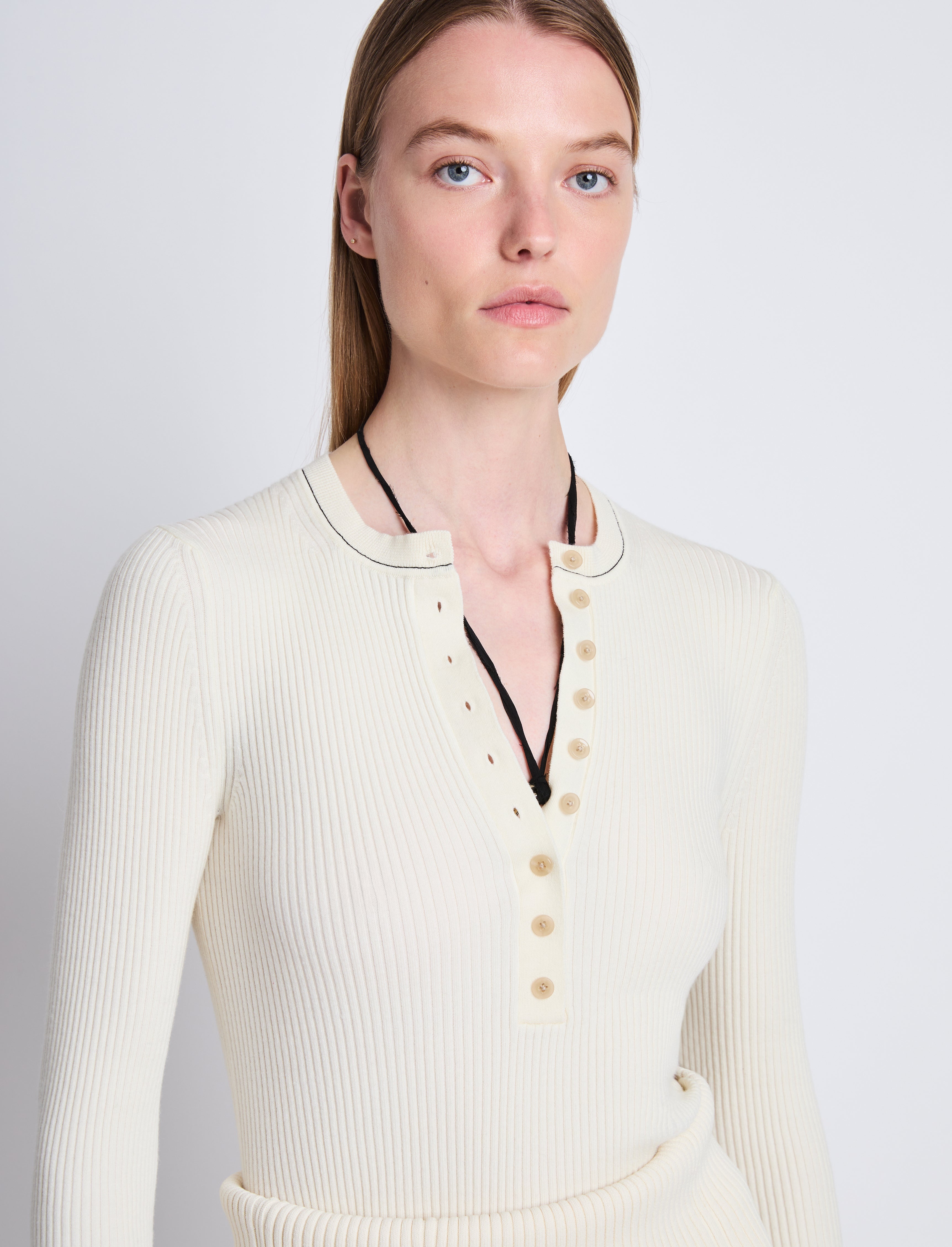 Agnes Henley Sweater in Superfine Wool Merino - 6