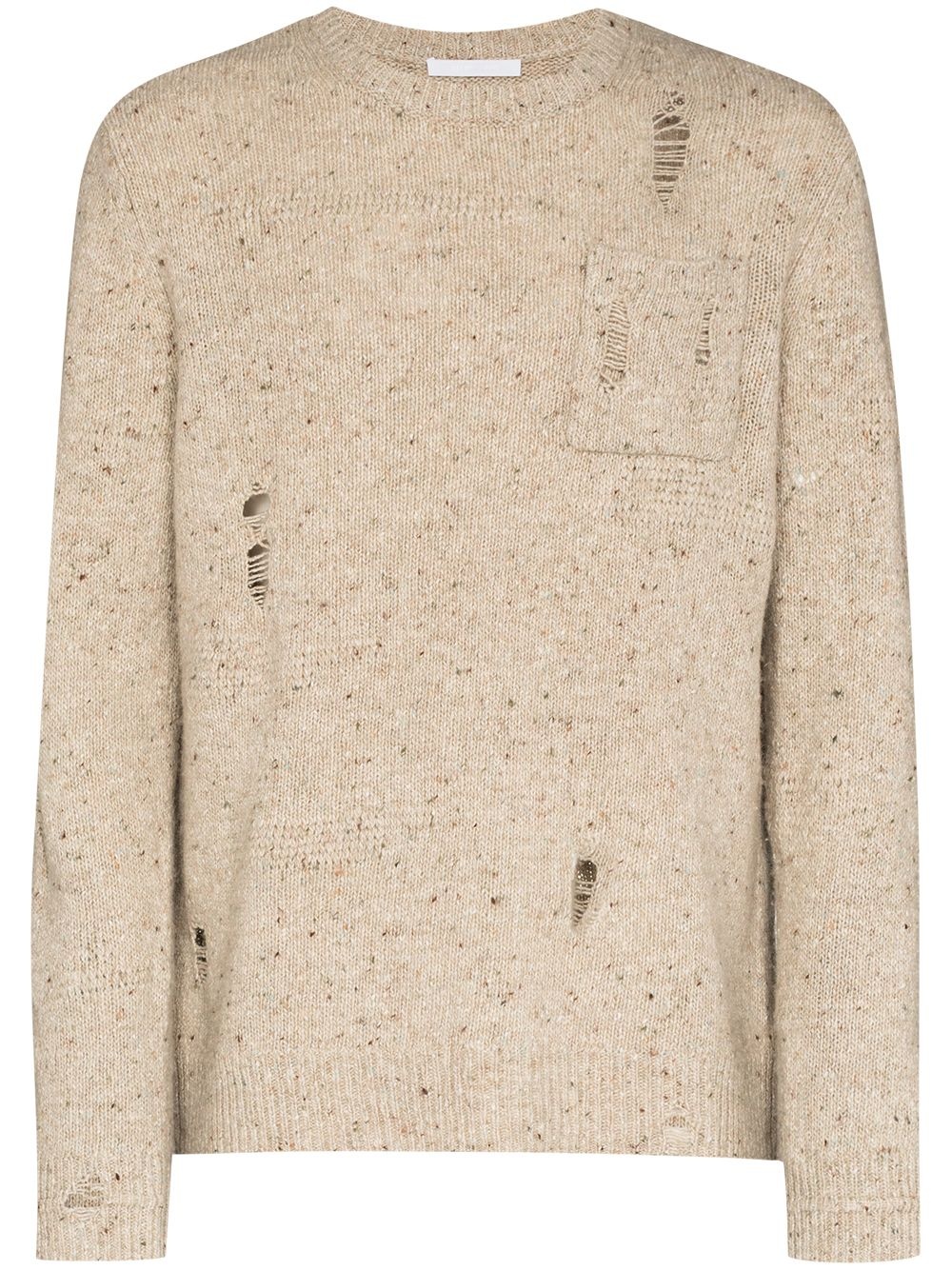 distressed crewneck knitted jumper - 1