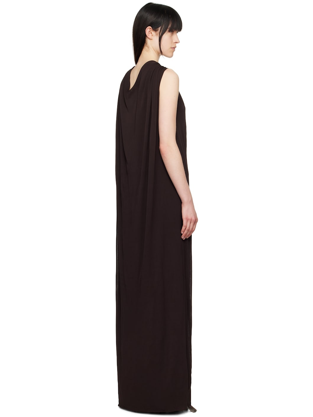 Brown Draped Maxi Dress - 3