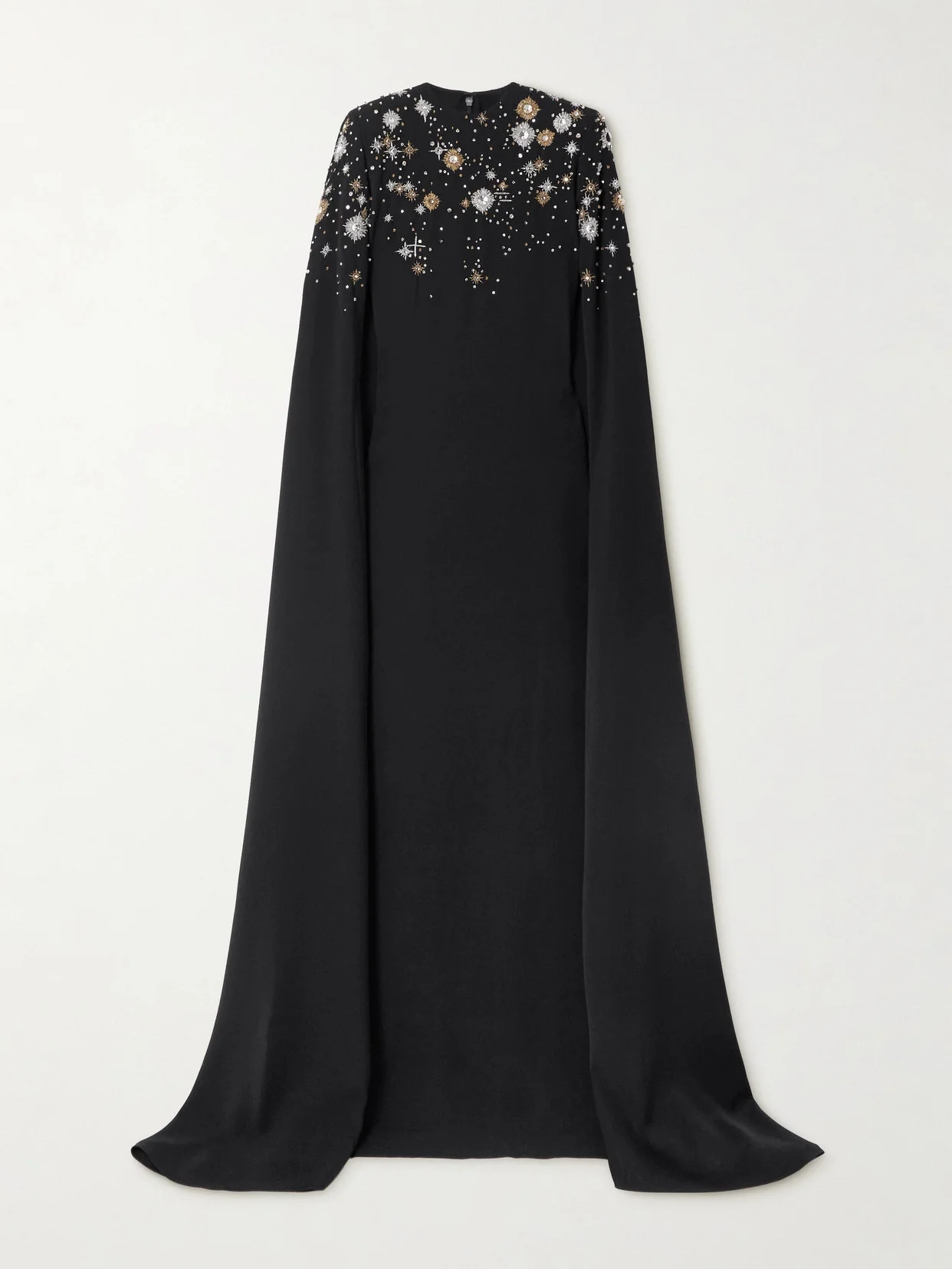 Cape-effect Embellished Cady Gown - 1