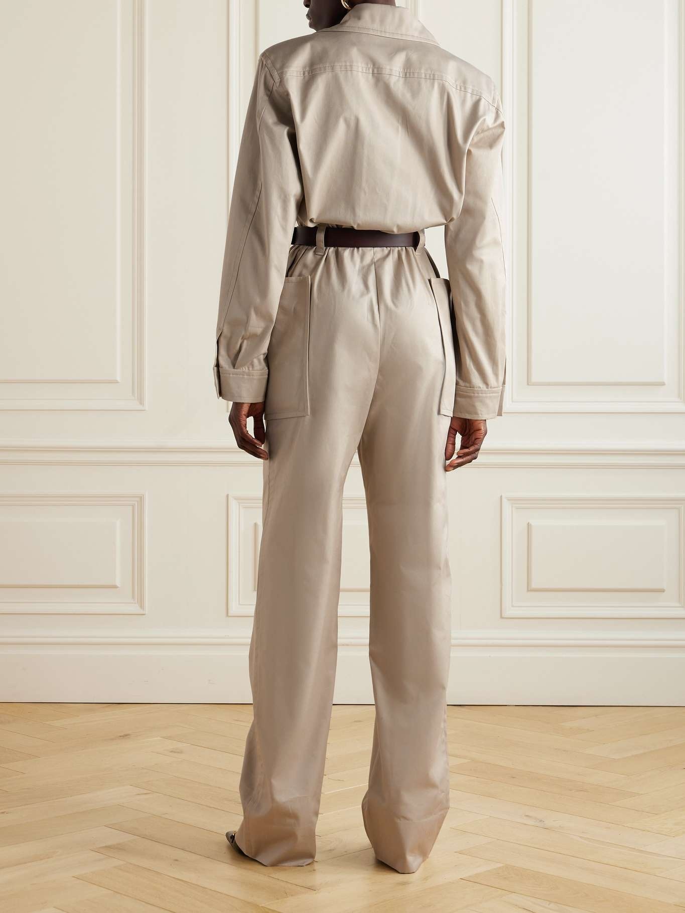 Belted cotton-twill jumpsuit - 3