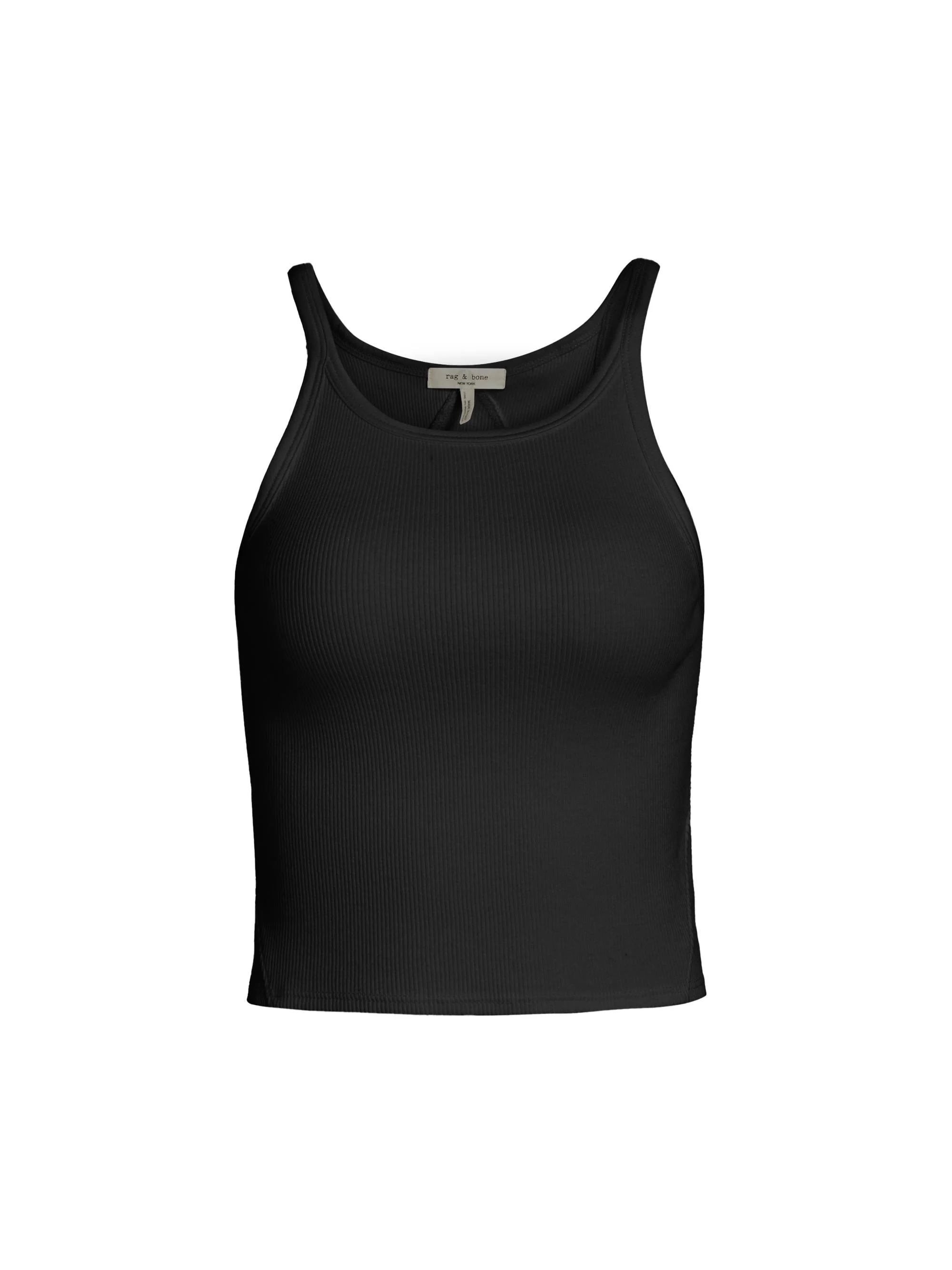 Women's Cropped Ribbed Tank - Black - 1