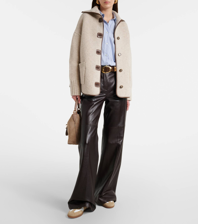 Tod's Suede-trimmed leather sneakers outlook