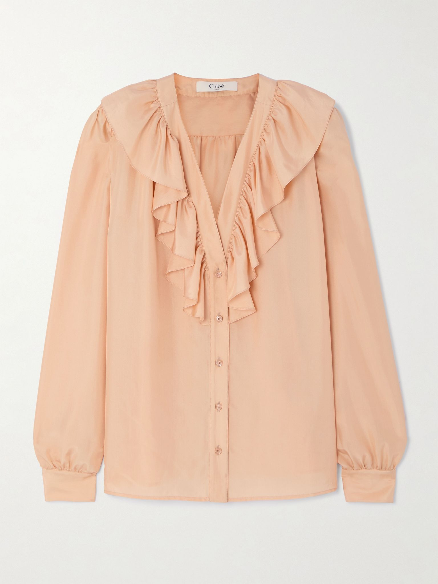 Ruffled silk blouse Peach - 1