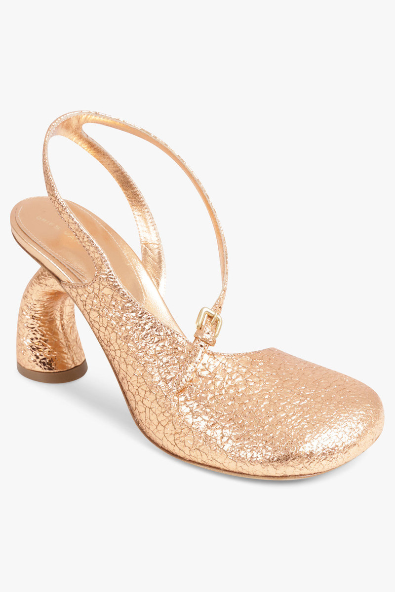 Dries Van Noten METALLIC CURVED CLOSED TOE 95MM SLINGBACK HEEL | SALMON outlook