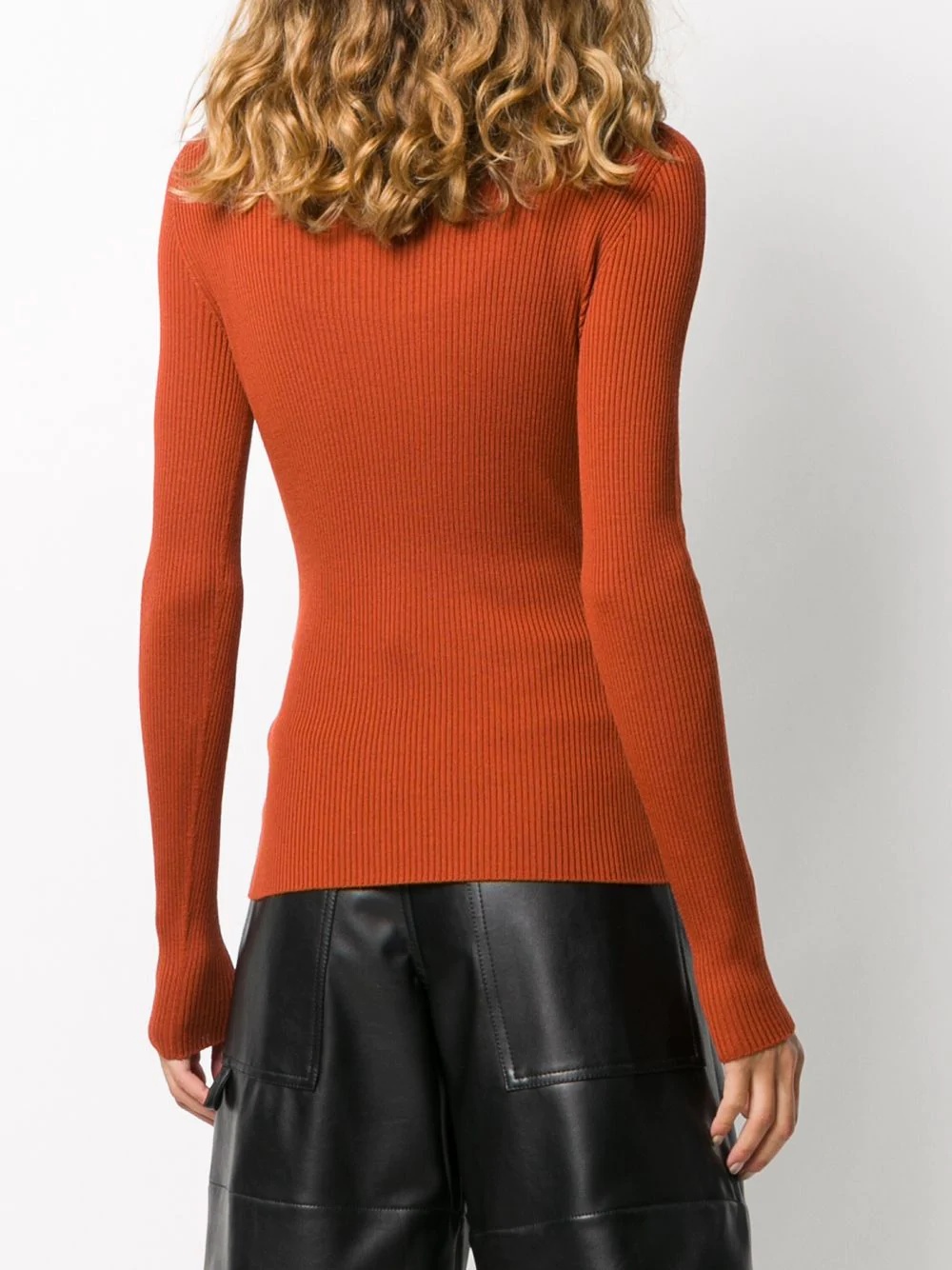 virgin wool roll neck fitted jumper - 3