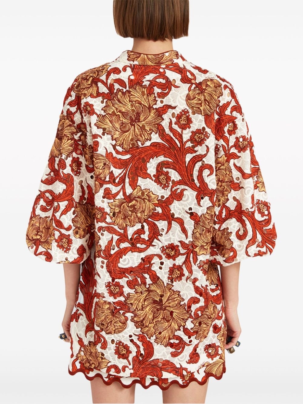 balloon-sleeves cotton tunic - 3