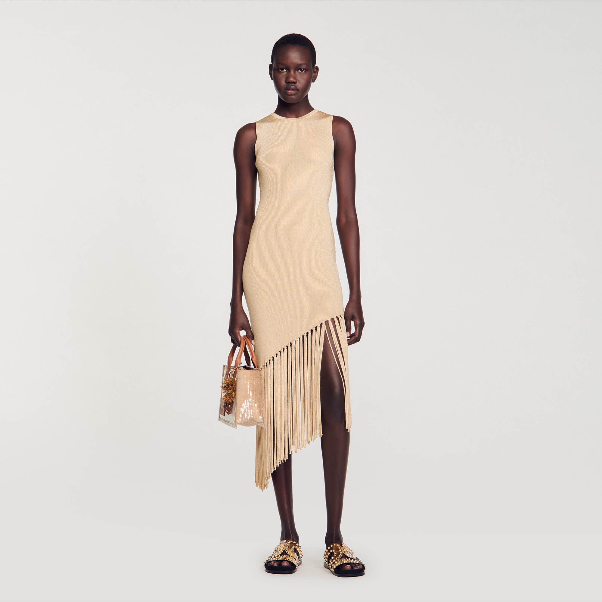 ASYMMETRICAL FRINGED MAXI DRESS - 2