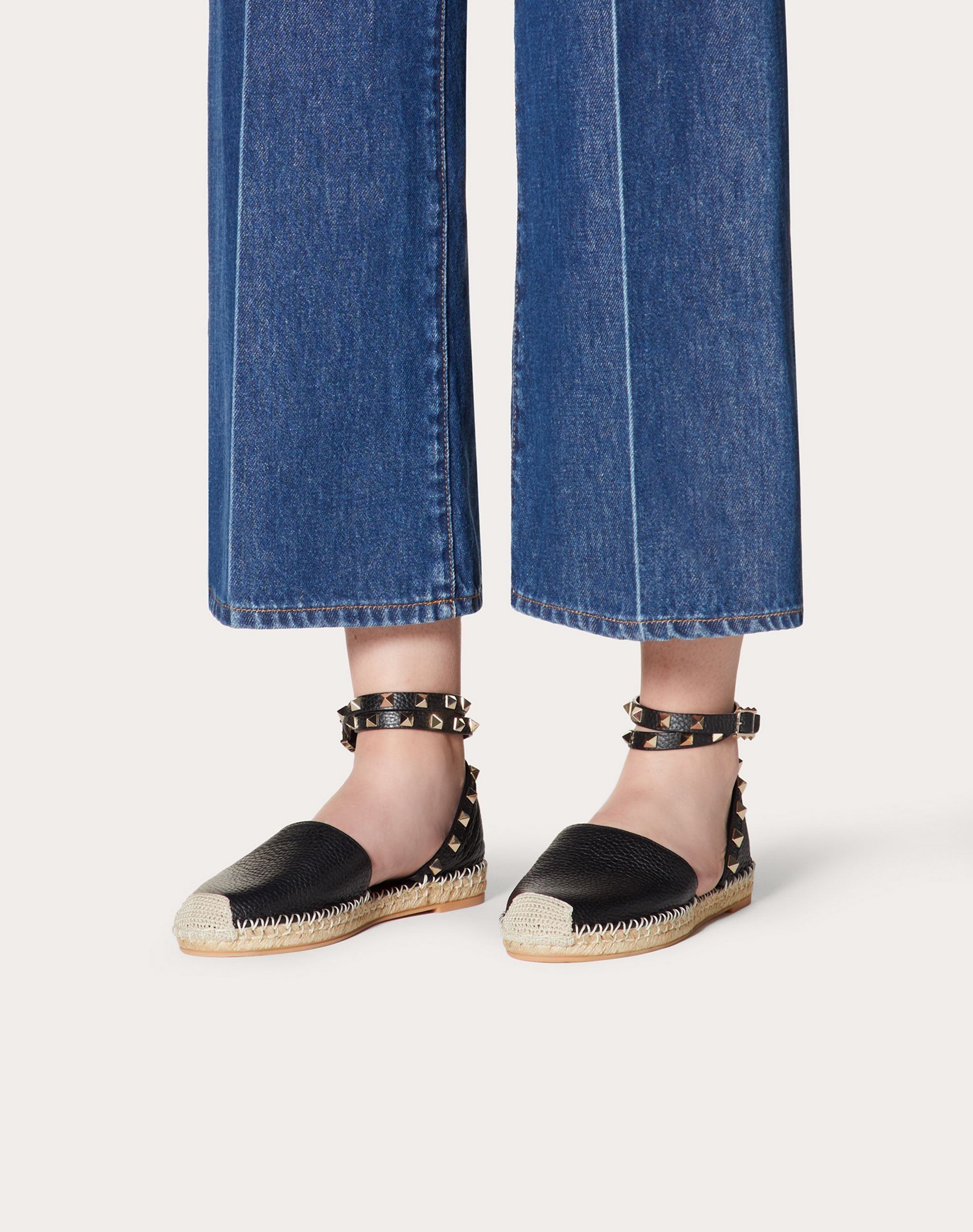 Rockstud Double Grainy Calfskin Espadrille - 6