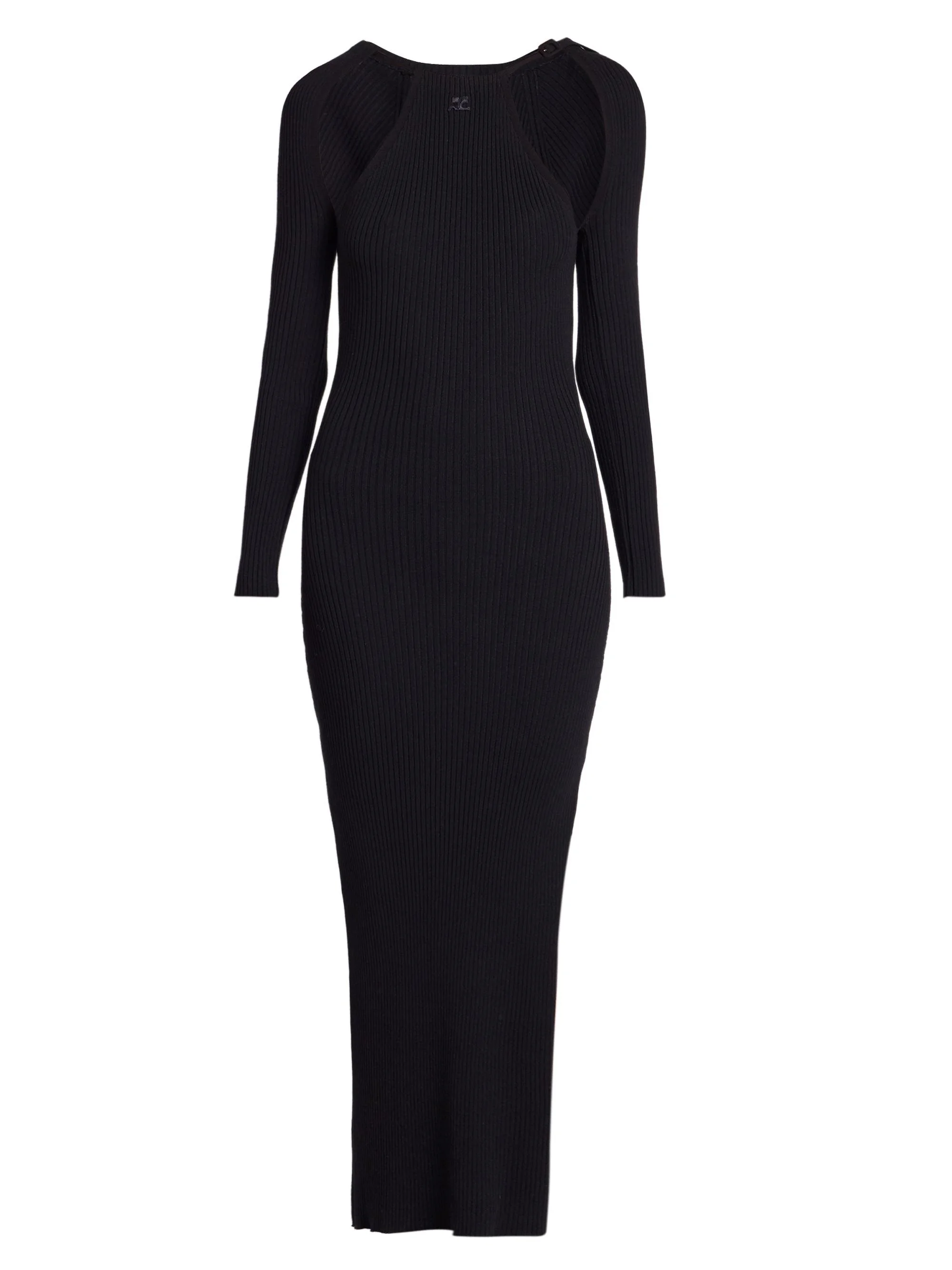 Women's Rib-Knit Cut-Out Maxi Dress - Black - 1