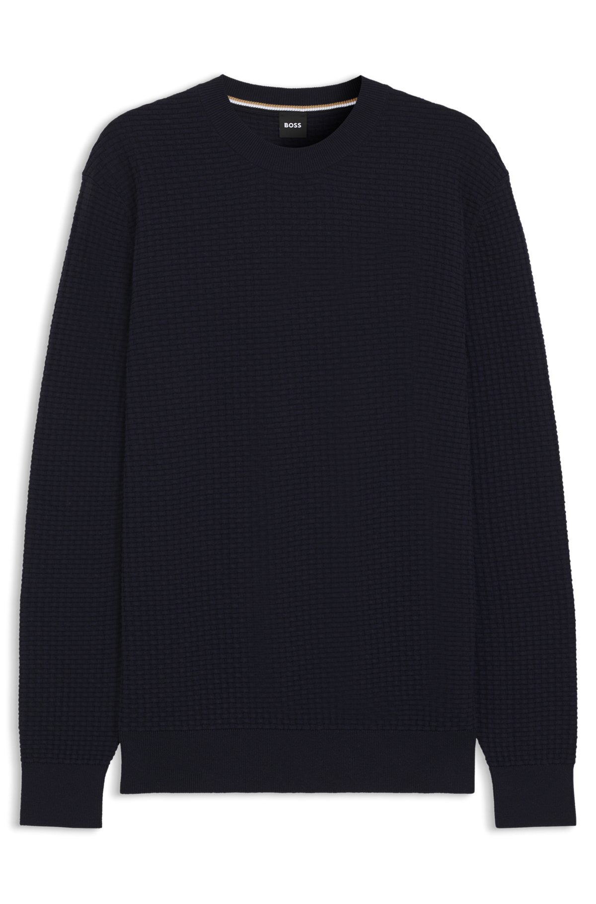 COTTON SWEATER WITH MIXED STRUCTURES - 1