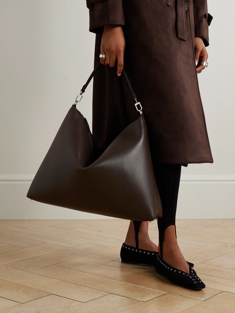 TOTEME Bevel large textured-leather tote Chocolate outlook