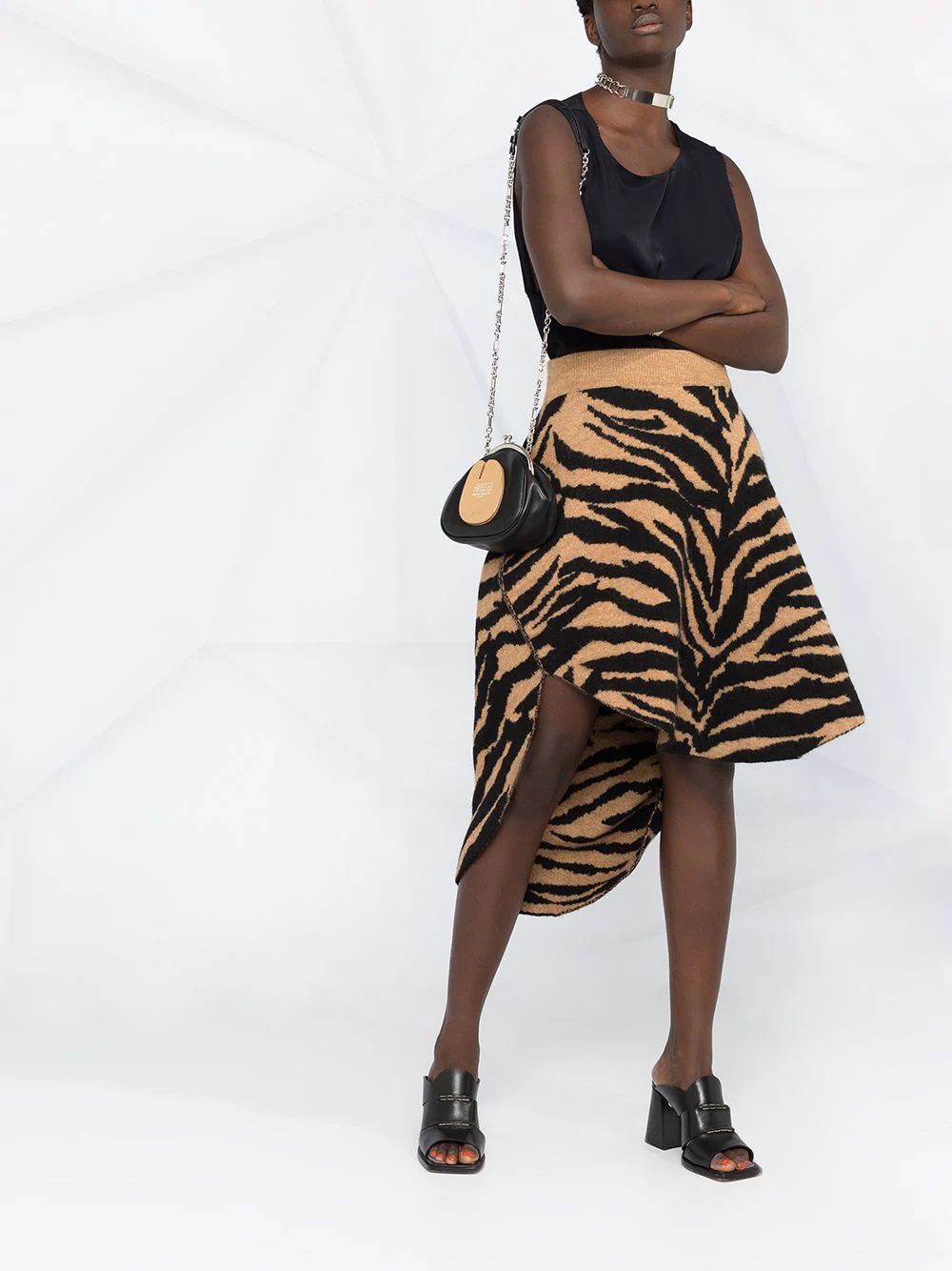 tiger-print high-low skirt - 2