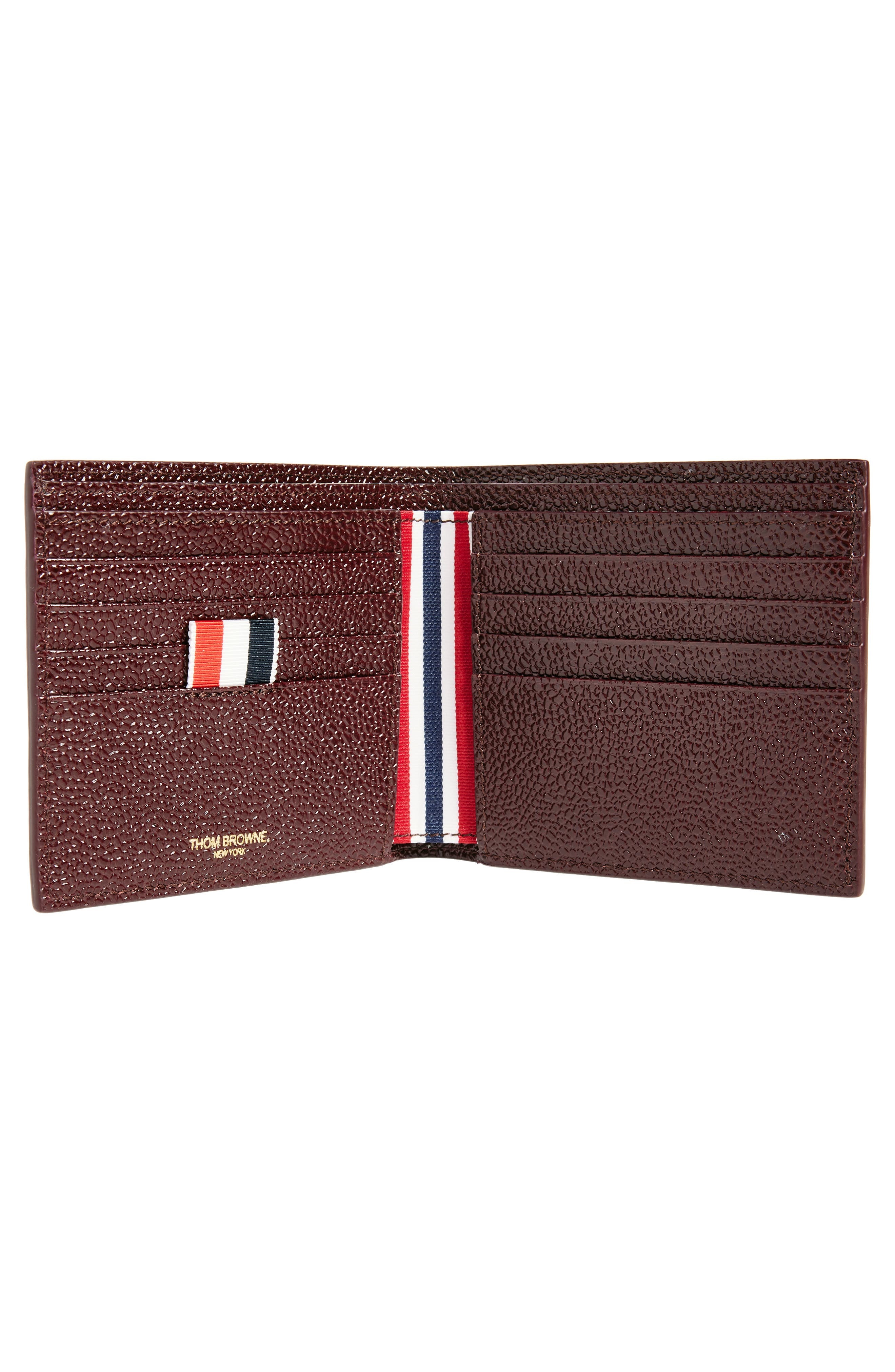 Thom Browne Grained Leather Bifold Wallet in Burgundy at Nordstrom - 2