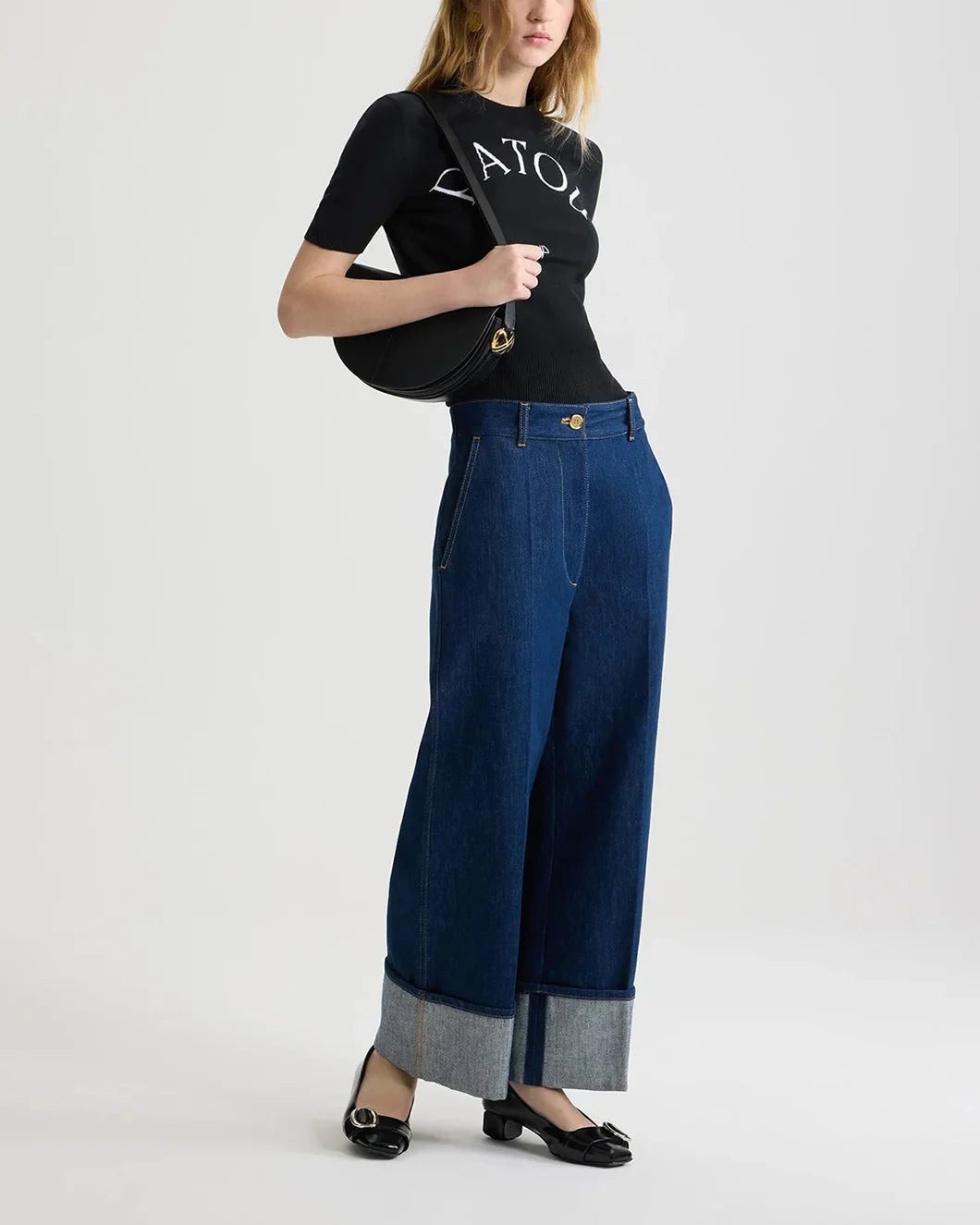 JACQUARD KNIT TOP IN ECO-FRIENDLY COTTON BLEND - 4