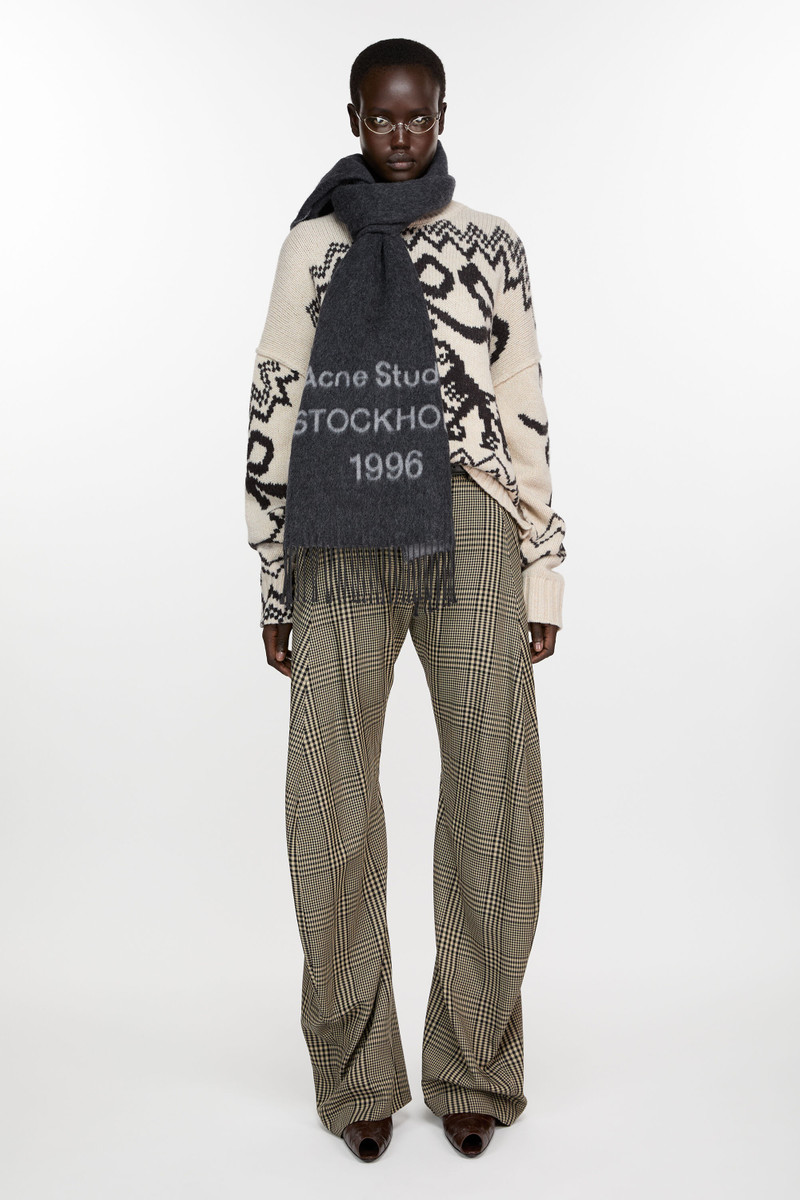 Acne Studios Logo jacquard scarf - Black/white outlook