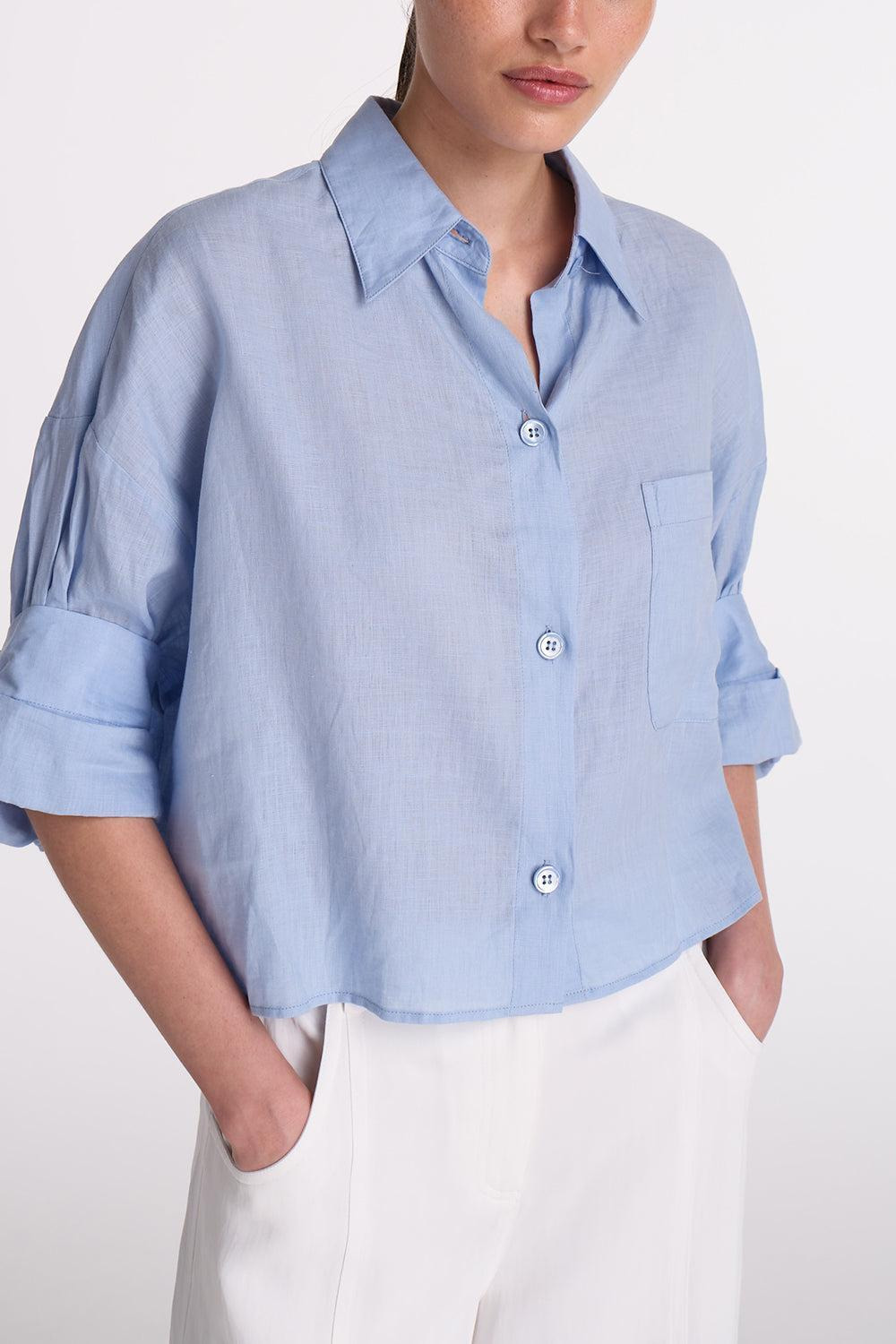 Next Ex Linen Shirt - Baby Blue - 4