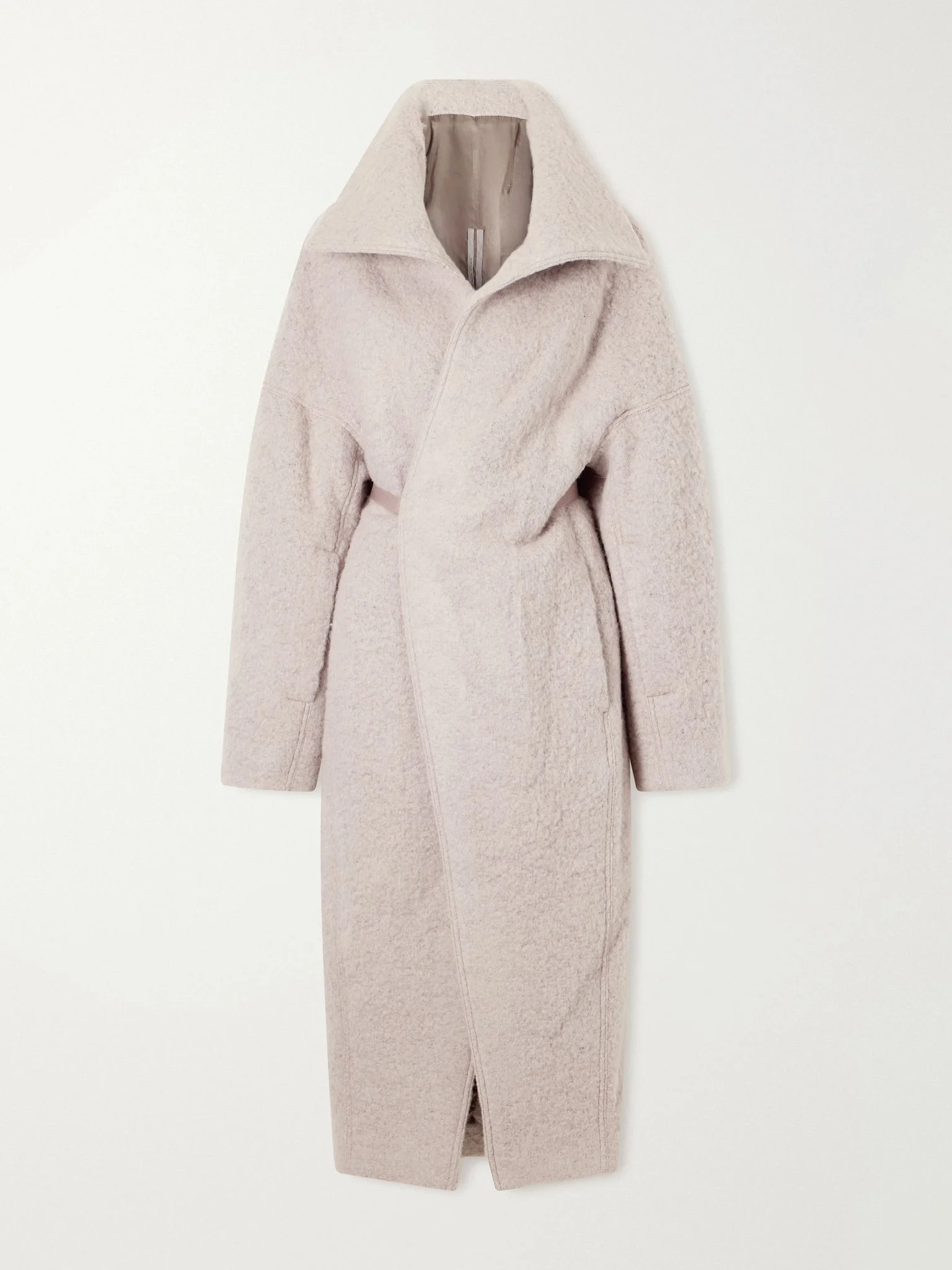 Dracucollar belted alpaca and virgin wool-blend coat Blush - 1