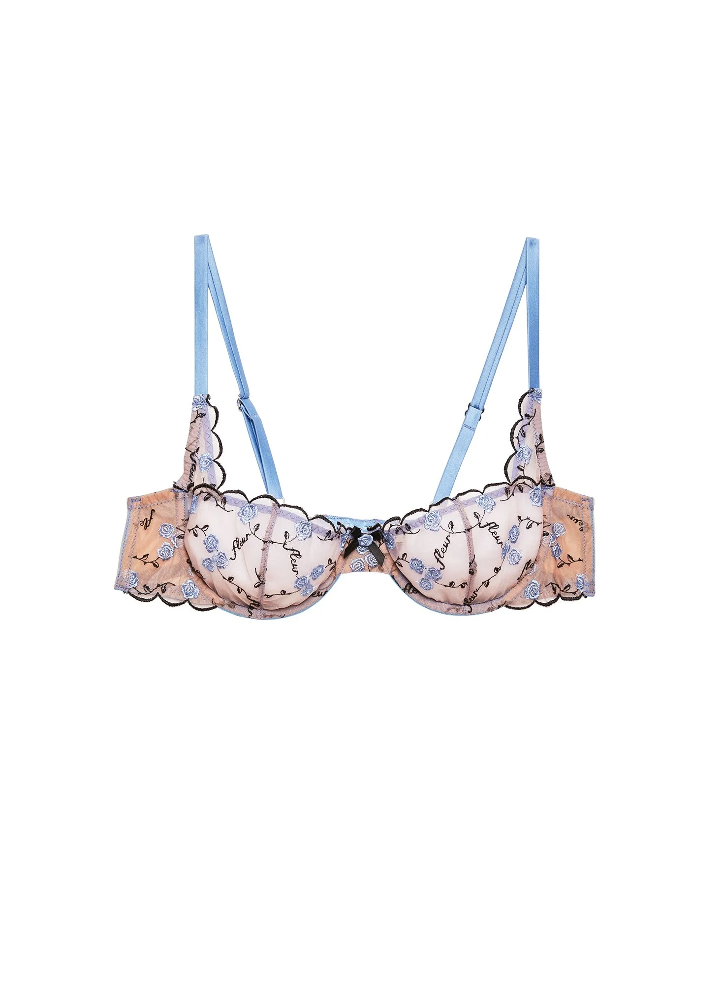 Rose & Vine Embroidery Balconette Bra - 1