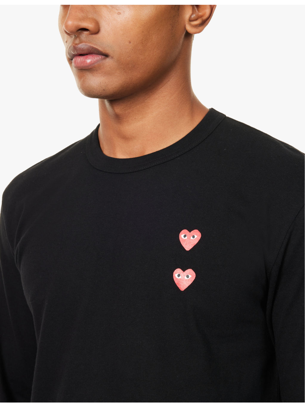 Vertical heart-print cotton-jersey T-shirt - 5