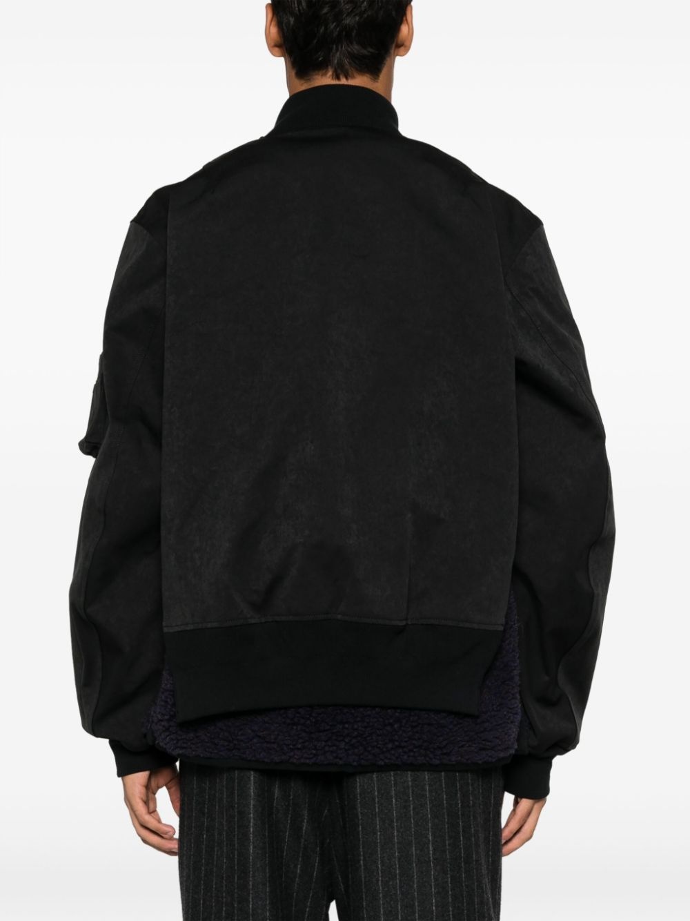 layered band-collar bomber jacket - 4