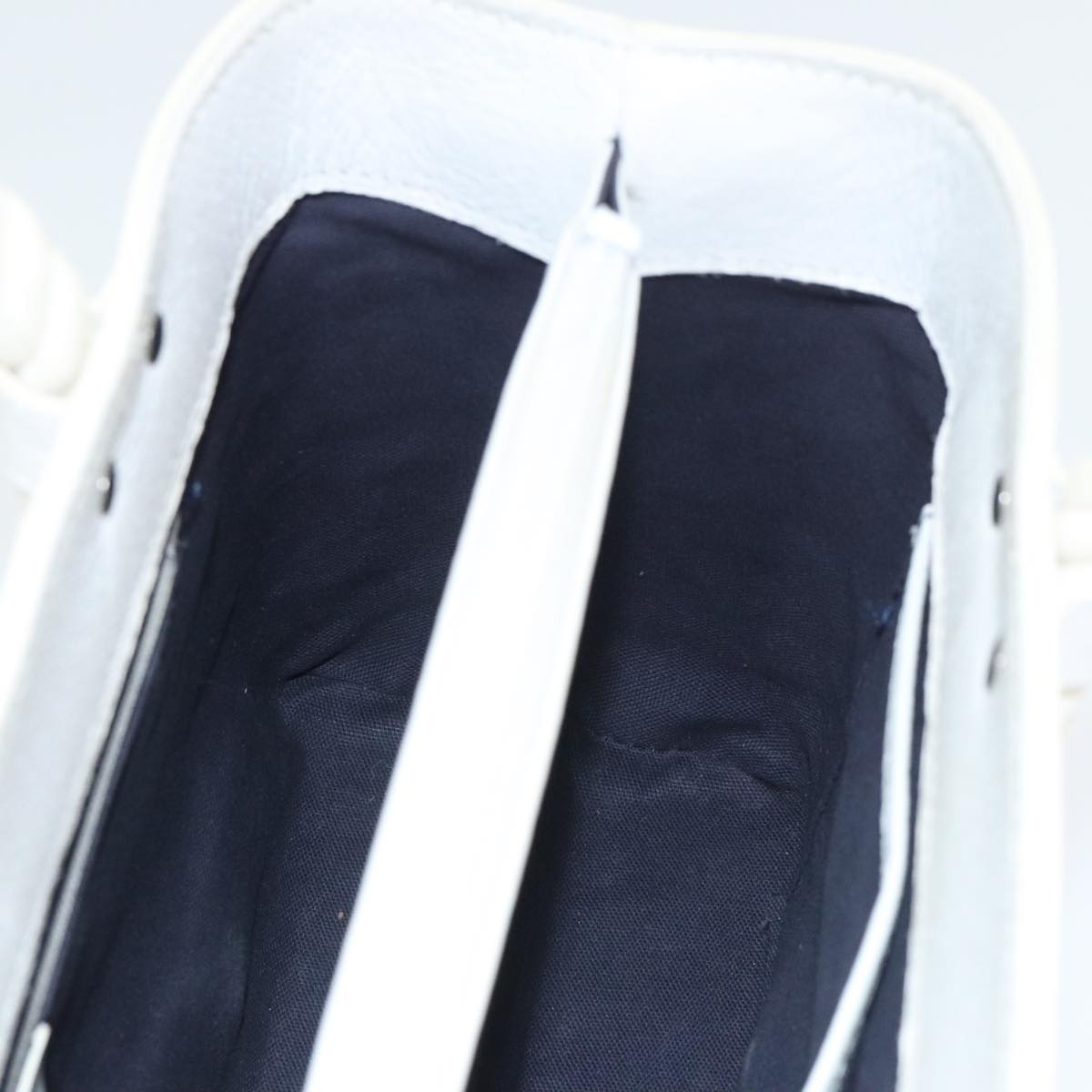 Burberry Hand Bag Canvas White Navy Silver - 10