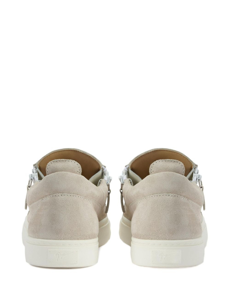 zip-detail suede low-top sneakers 3