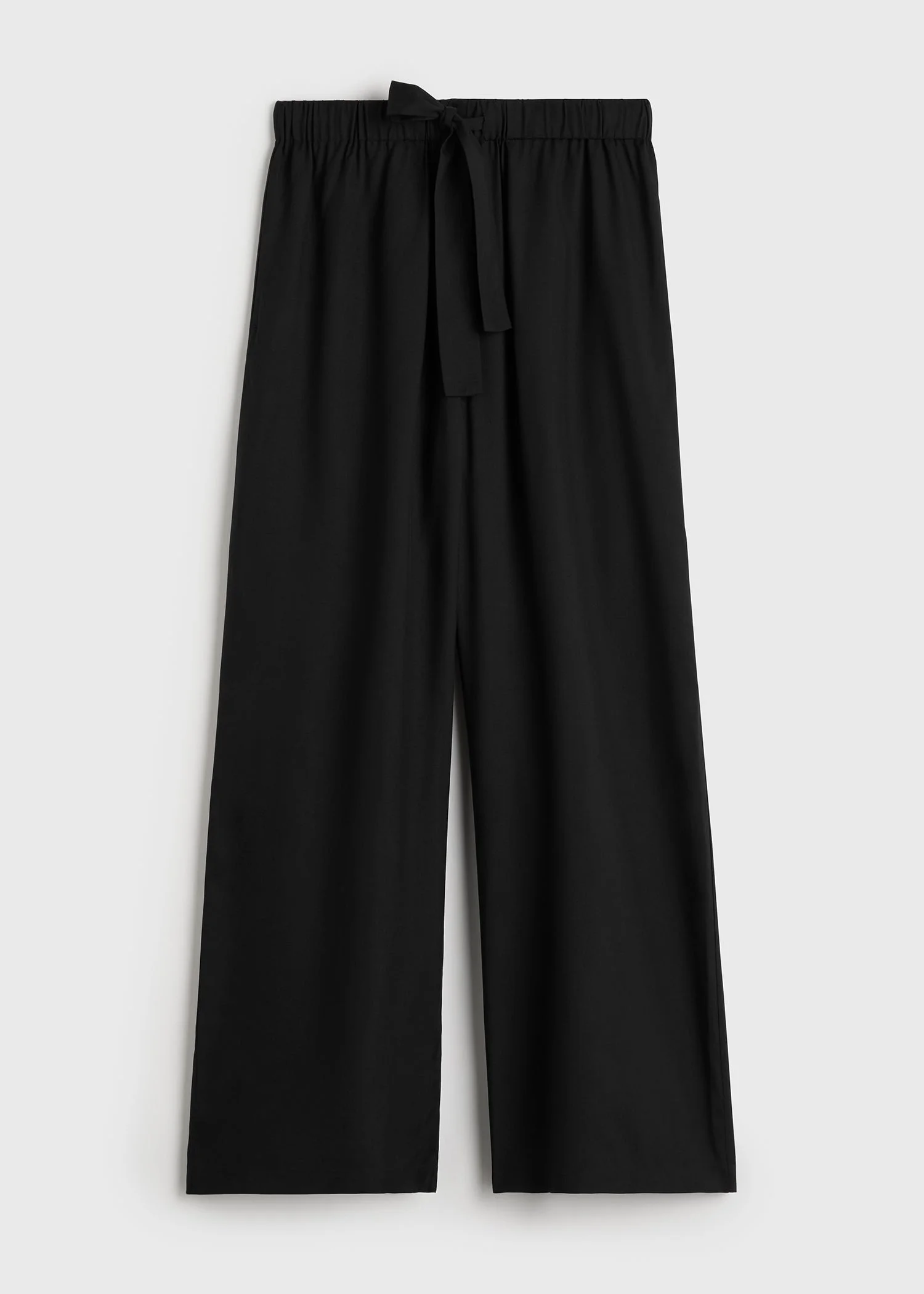 Piped silk trousers black - 1
