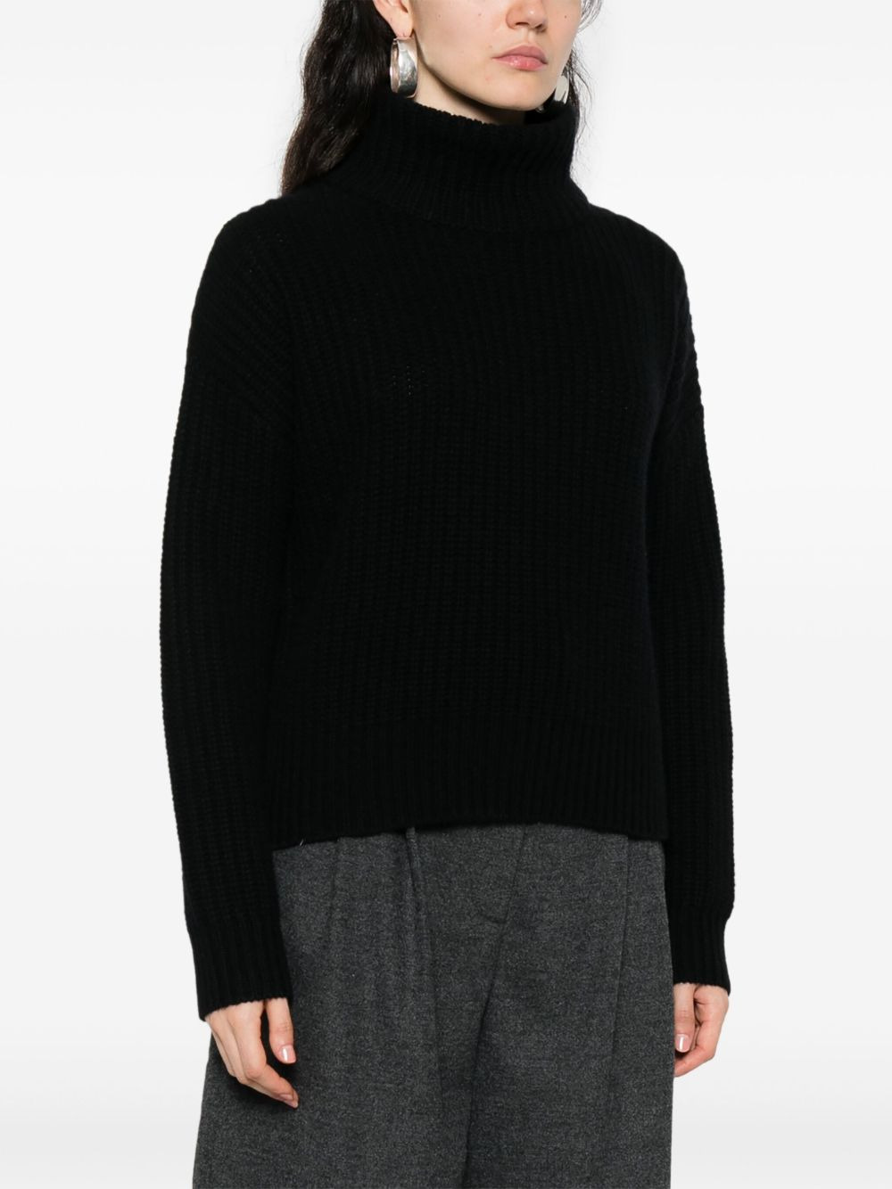 turtleneck ribbed jumper - 3