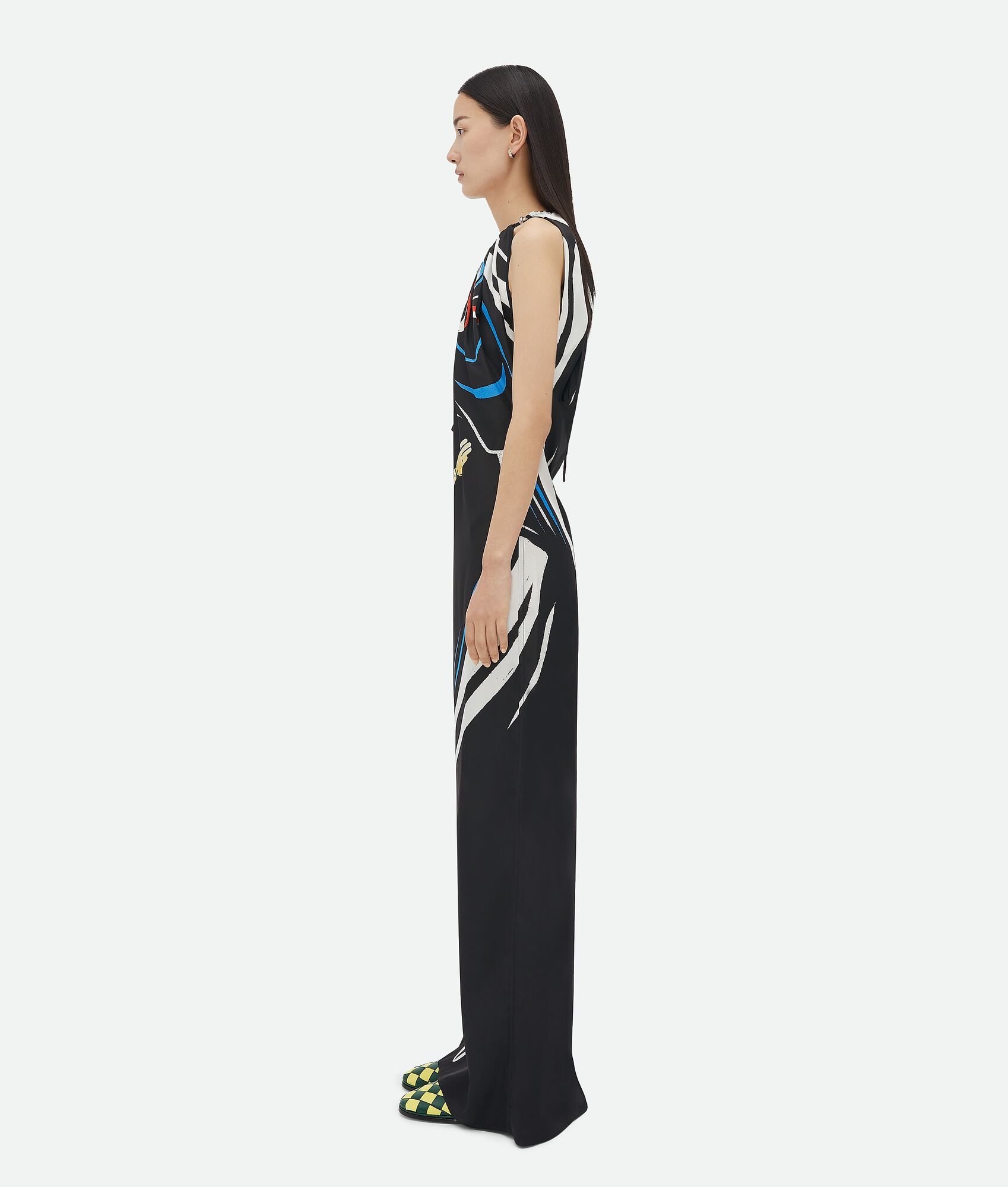 Printed Viscose Dress With Knot Detail At Neck - 2