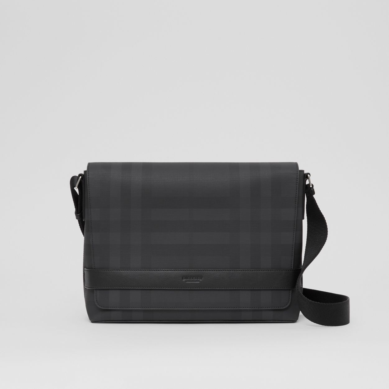 London Check and Leather Messenger Bag - 1