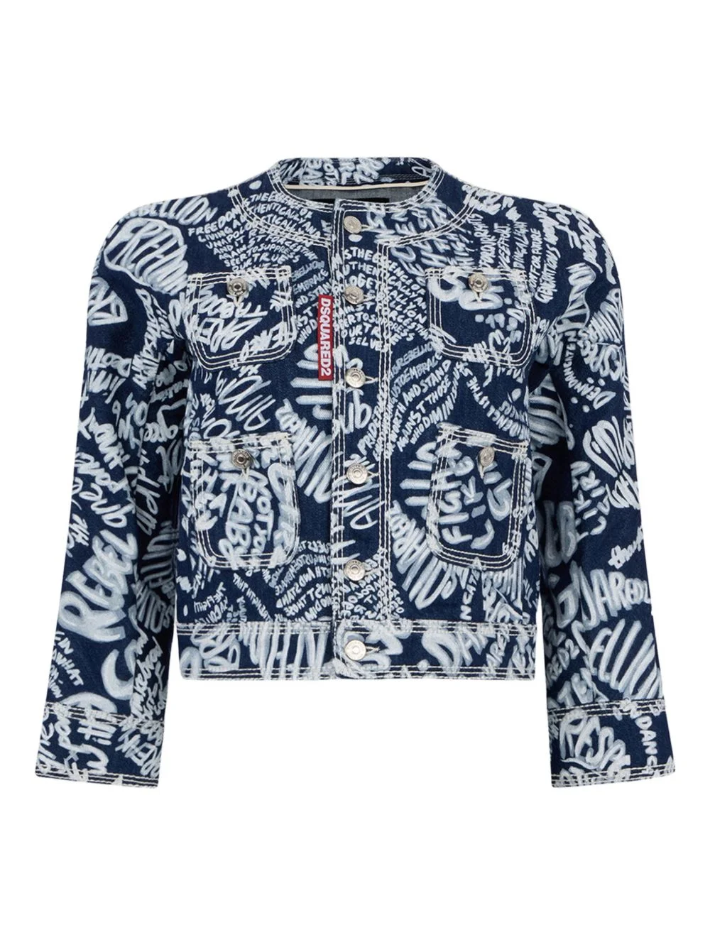 lettering-print denim jacket - 1