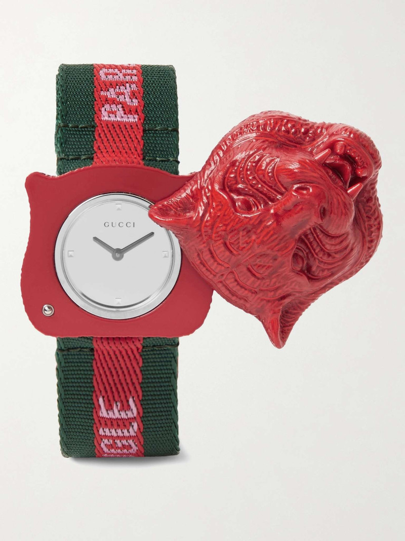 Tiger's Head Resin and Grosgrain Watch 1