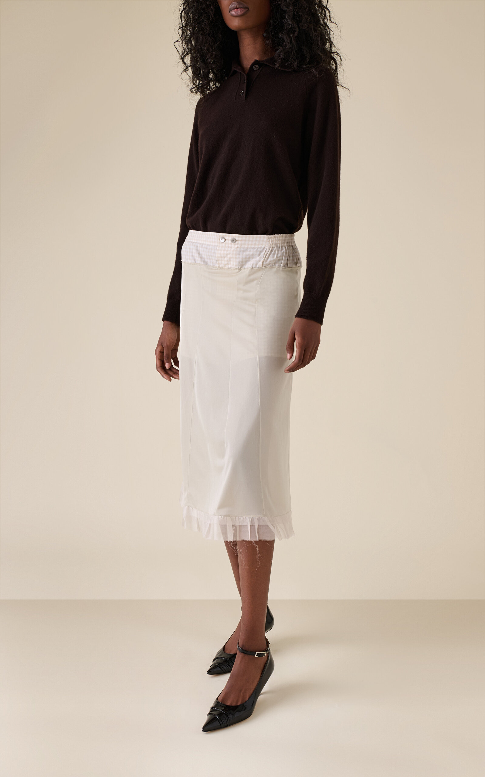 Knit Wool Polo Top brown - 3