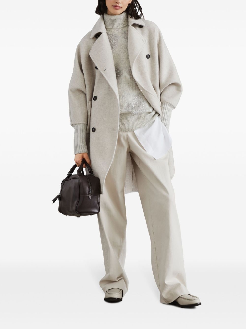 double-breasted cashmere coat - 2