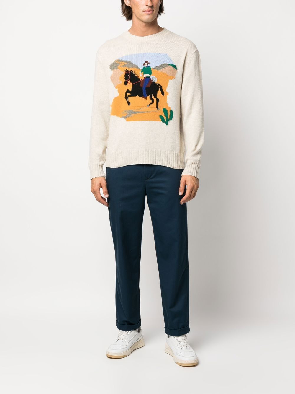 logo-patch straight-leg trousers - 2