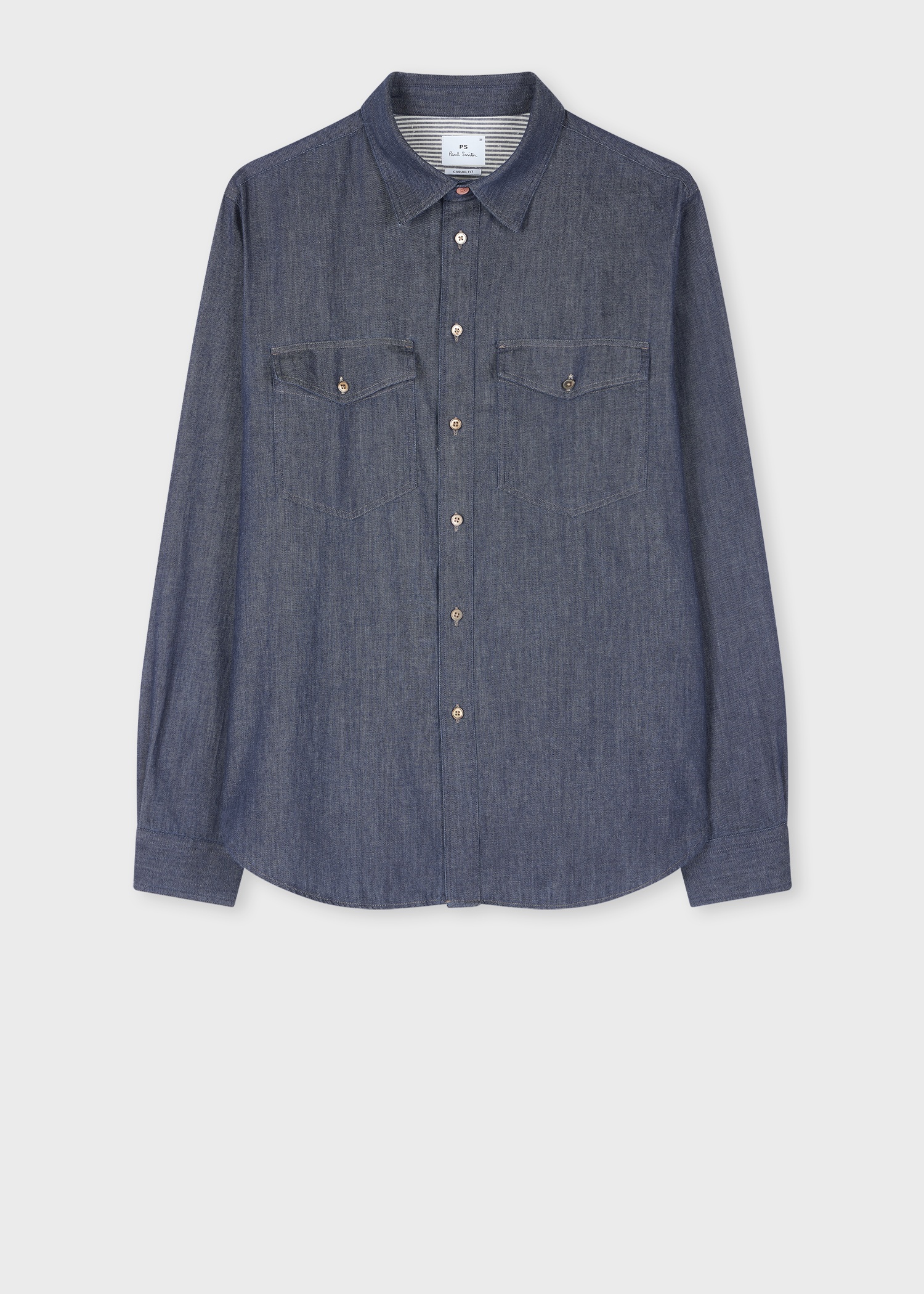 Indigo Rinse Denim Patch-Pocket Shirt - 1