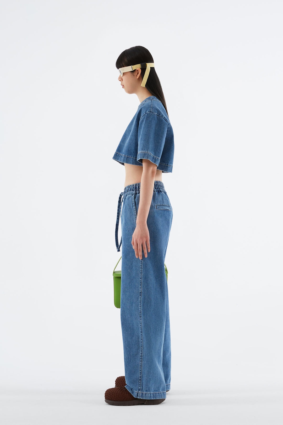 WASHED DENIM CROP TOP - 4