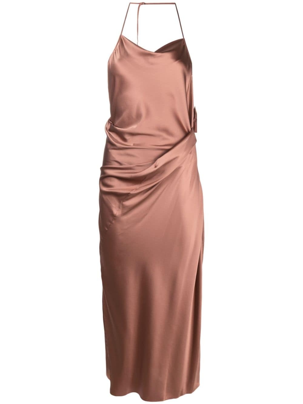draped-design halterneck dress - 1