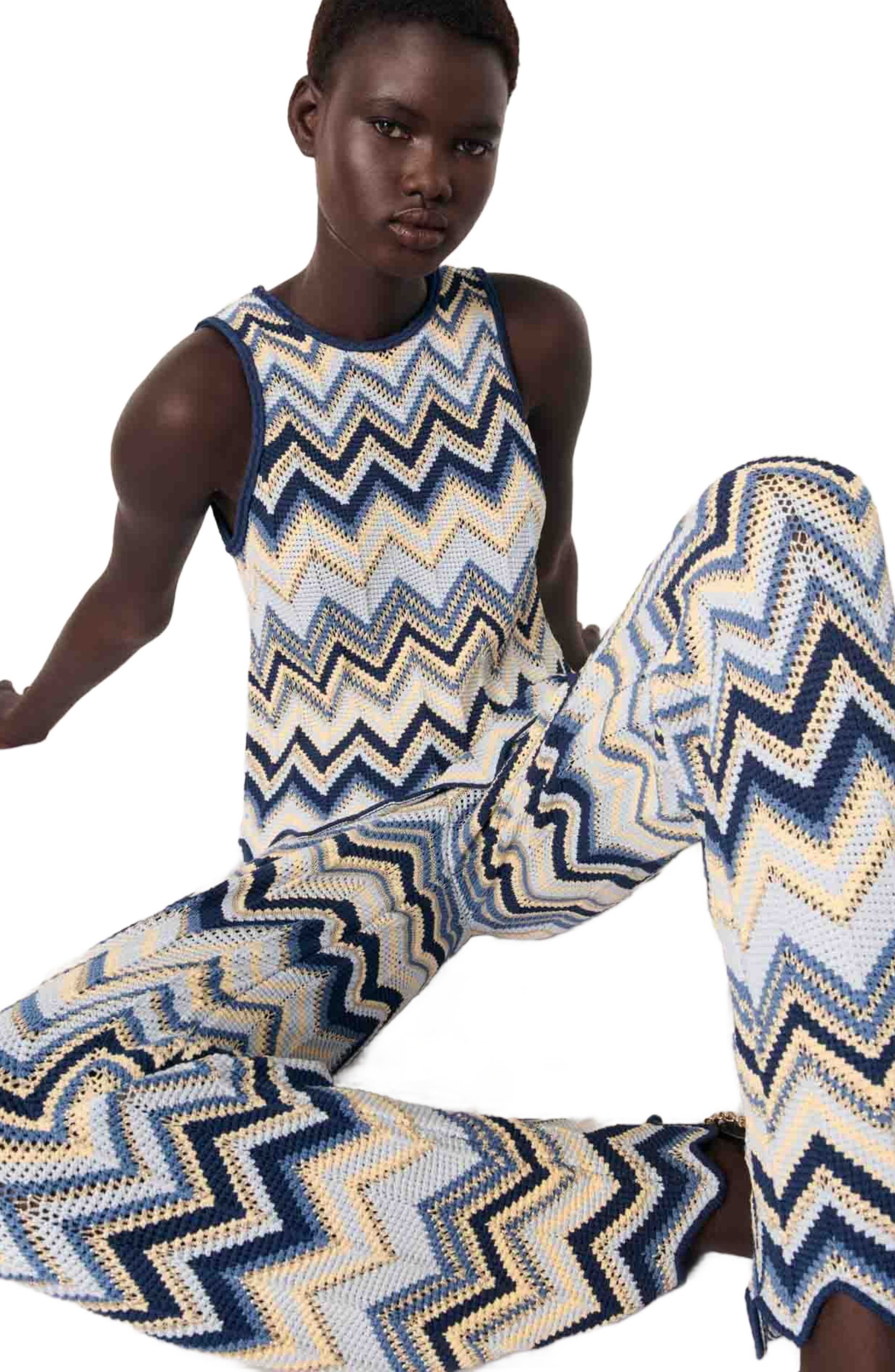 maje Crochet trousers in Blue /Ecru at Nordstrom - 7