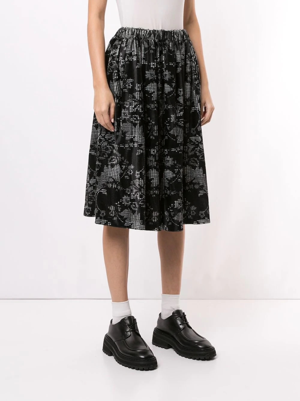 baroque-check print gathered skirt - 3