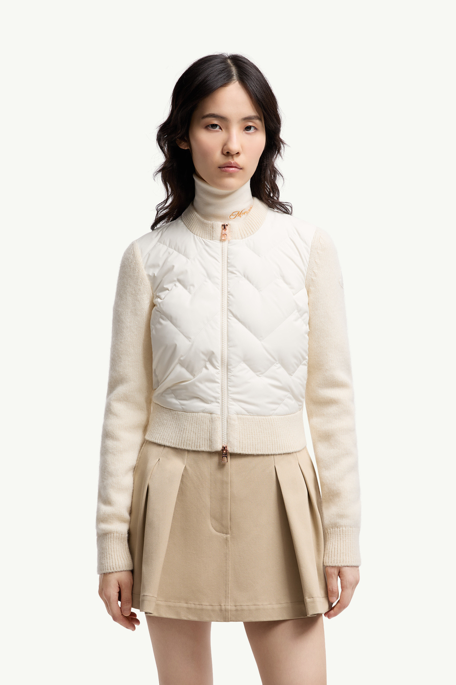 Padded Wool Blend Zip-Up Cardigan - 3