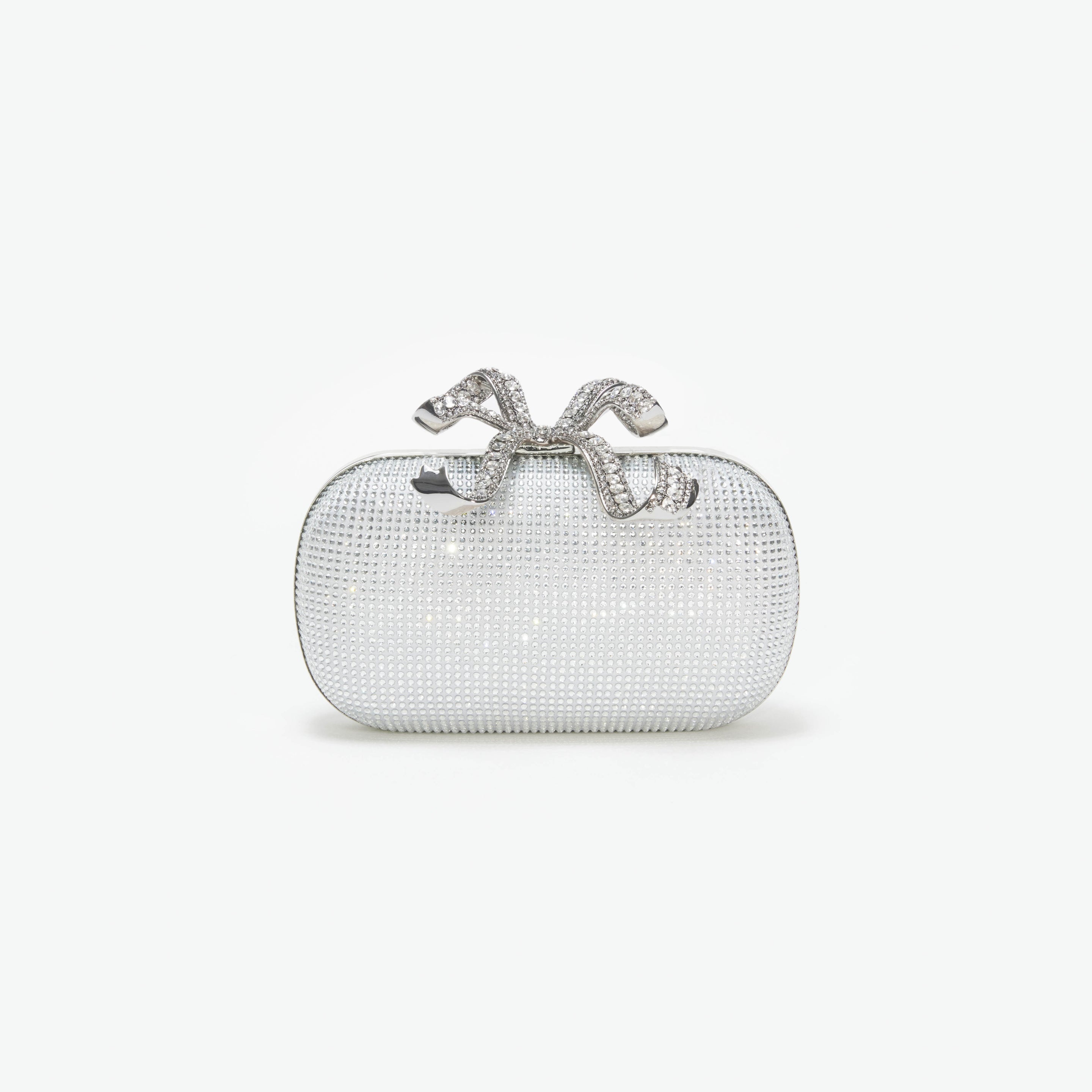 Silver Rhinestone Bow Clutch - 1