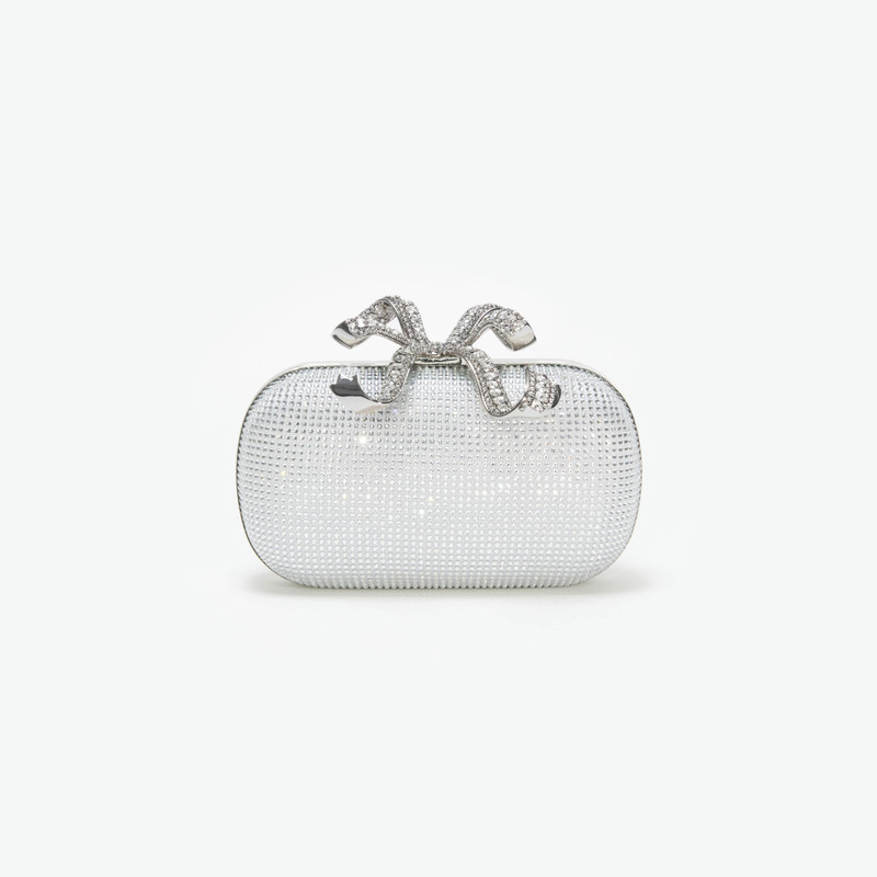 Silver Rhinestone Bow Clutch 1