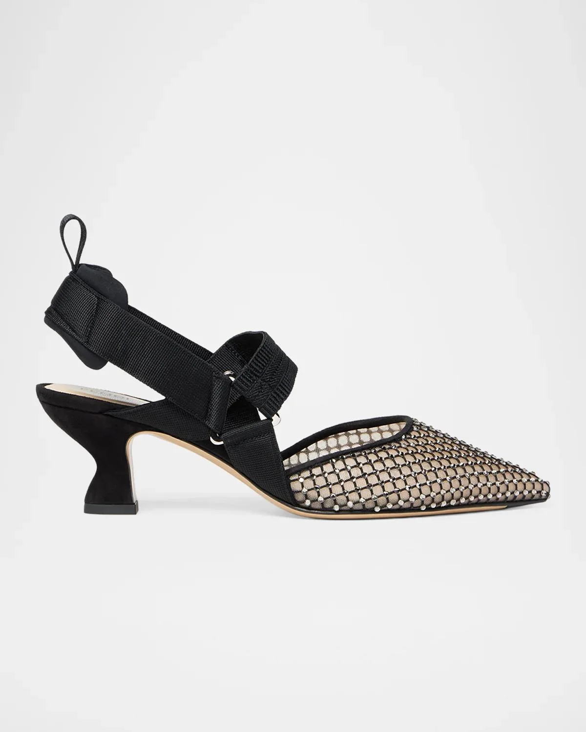 55mm Strass Mesh Slingback Pumps - 1