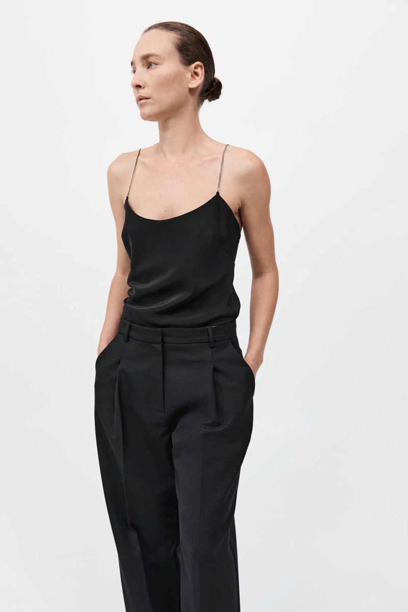 Fine Chain Silk Cami - Black - 3