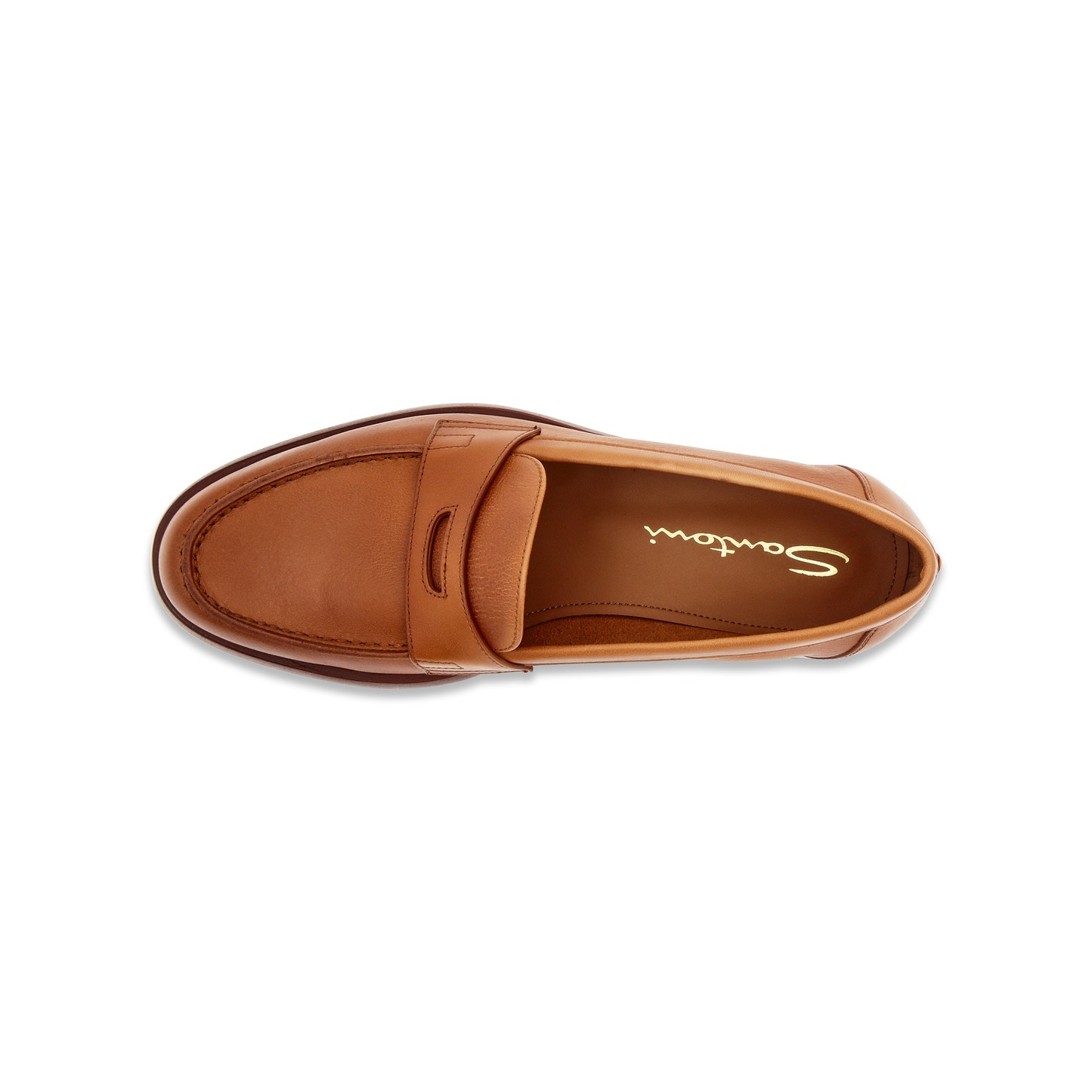 Women's light brown leather penny loafer - 5